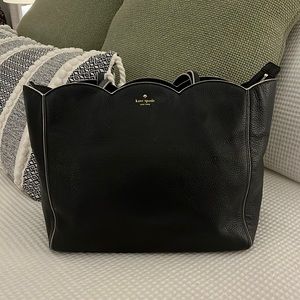 Black Leather Scalloped Kate Spade Purse